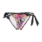 Kenneth Cole Womens Paisley Side Tie Bikini Swim Bottom, Pink, Medium